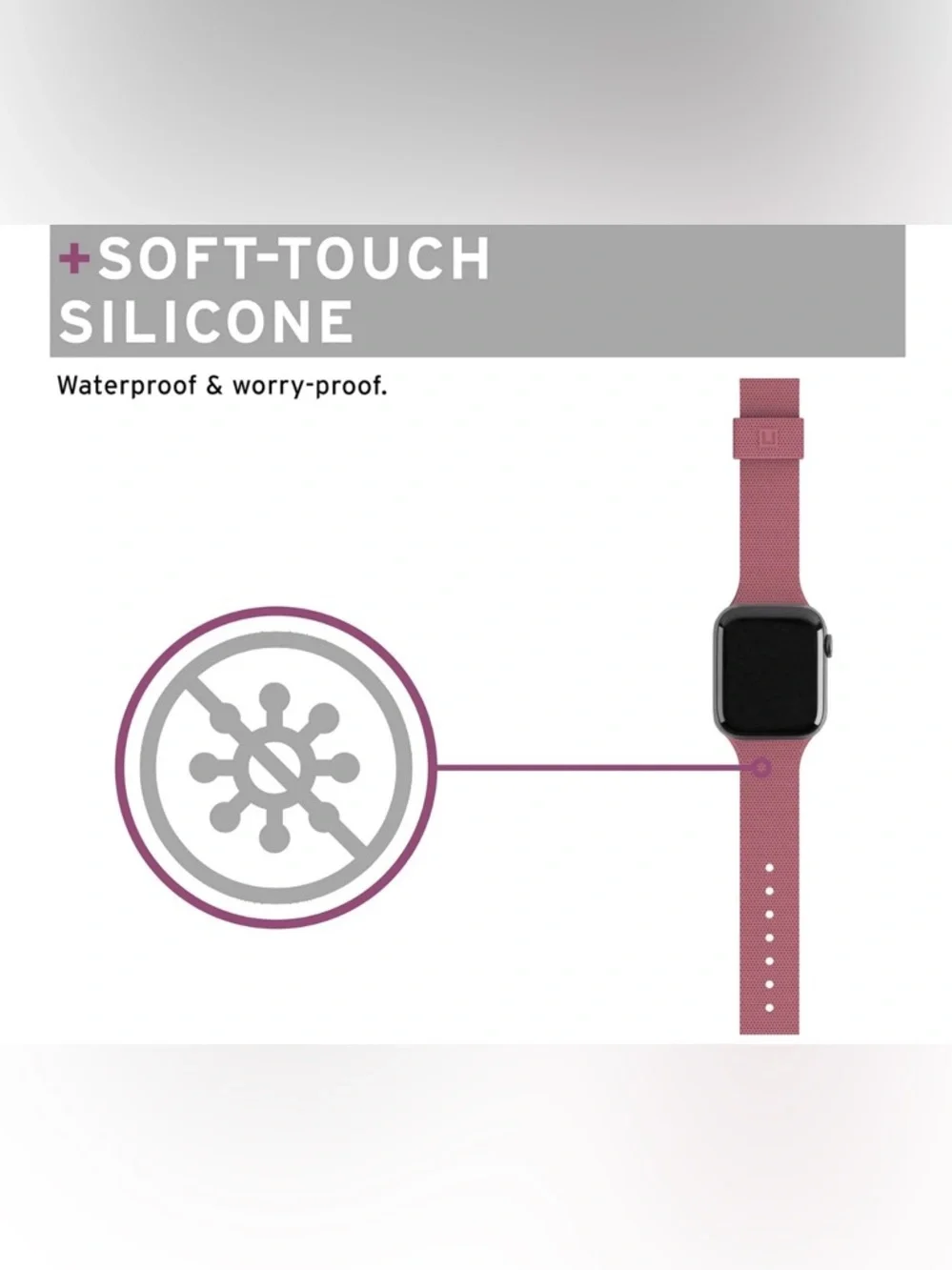 Urban Armor Gear DOT Silicone Apple Watch Band Strap 42mm/44mm Dusty Rose NIB